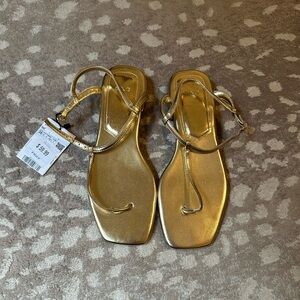 Mango Gold Strappy Sandals NWT